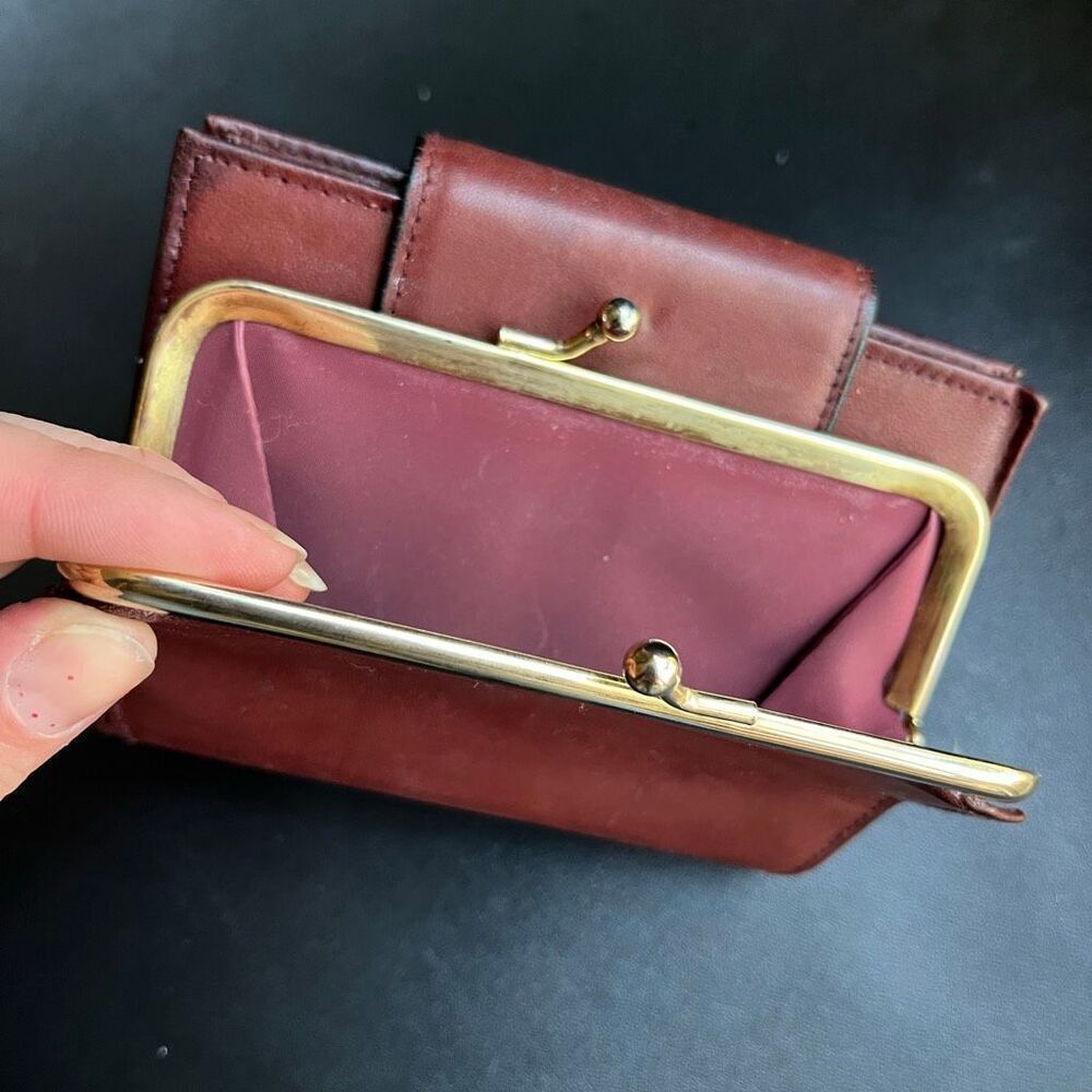 VTG Buxton Cowhide Wallet Snap & Kiss-Lock Change Pocket Brown 5"x4"
